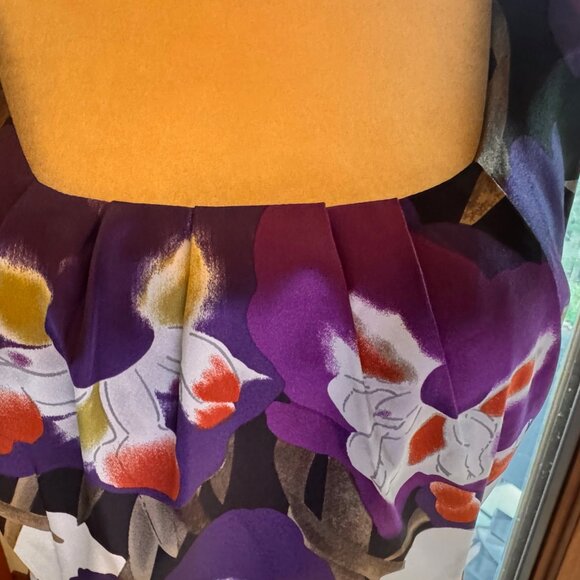 Tahari Purple Floral Sheath Dress Satin Polyester Blend, SZ 12, EUC - Picture 6 of 14
